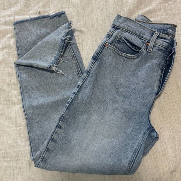 Old Navy High Waisted Button Fly Sky-Hi Straight Leg Raw Edge Hem Jeans Size 6 - Picture 16 of 16